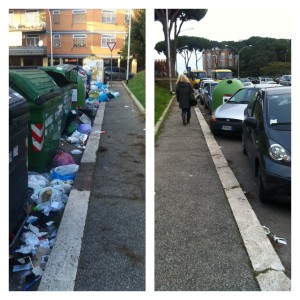 Cassonetti AMA in via dell'Oratorio Damasiano